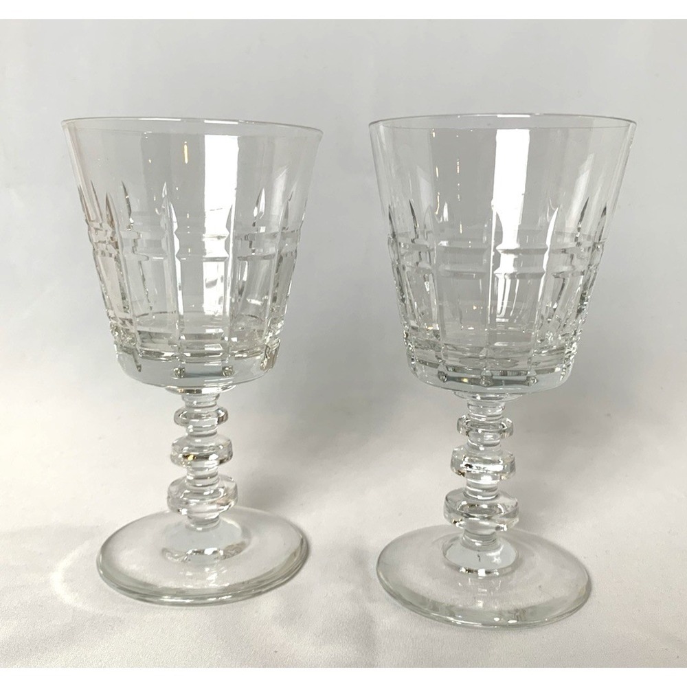 Vintage Rock Sharpe‎ "Pickett" Water Goblet -Set of 2 -MINT-6.25" Blown Glass